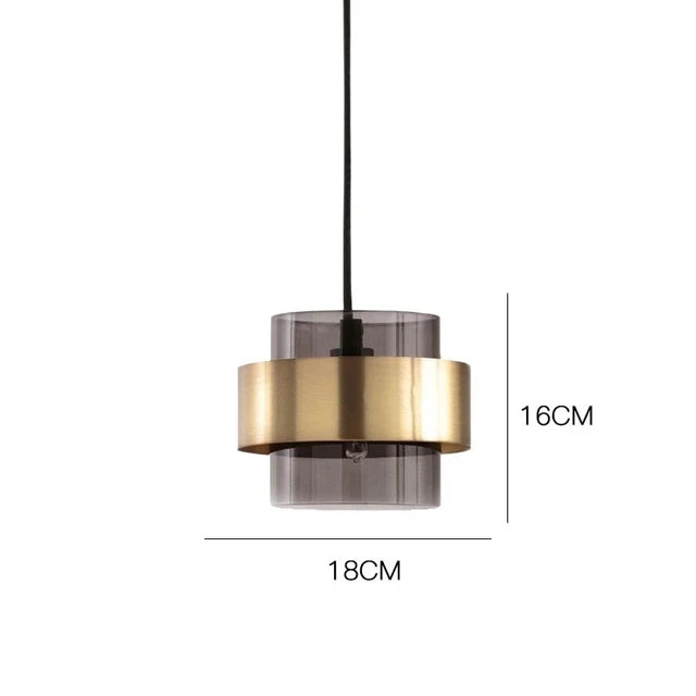Glass Pendant Light – Brass Cylinder Hanging Lamp