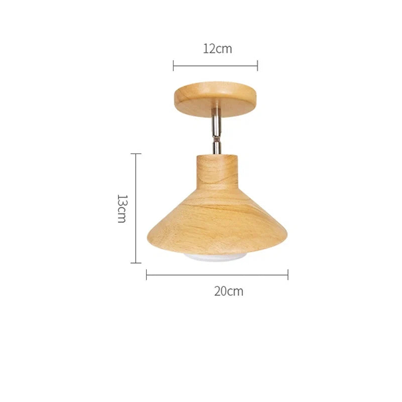 Timber Ceiling Lamp – Natural Wood Cone Fixture