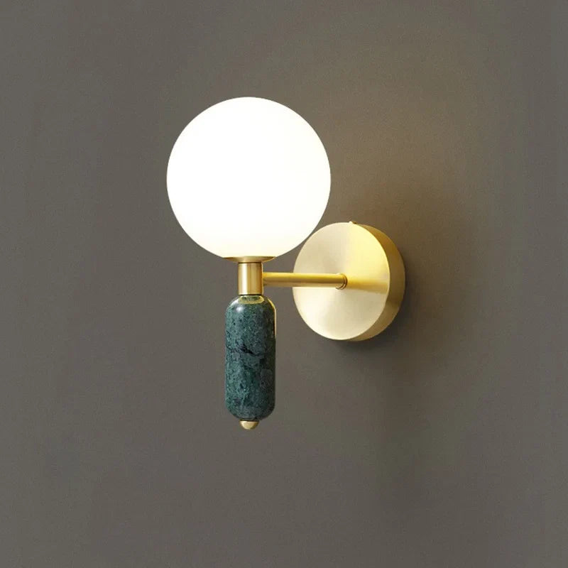 Marble & Glass Wall Lamp – Gold Finish Sconce