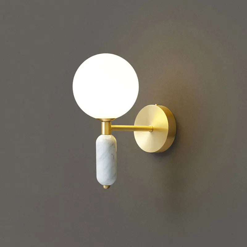 Marble & Glass Wall Lamp – Gold Finish Sconce