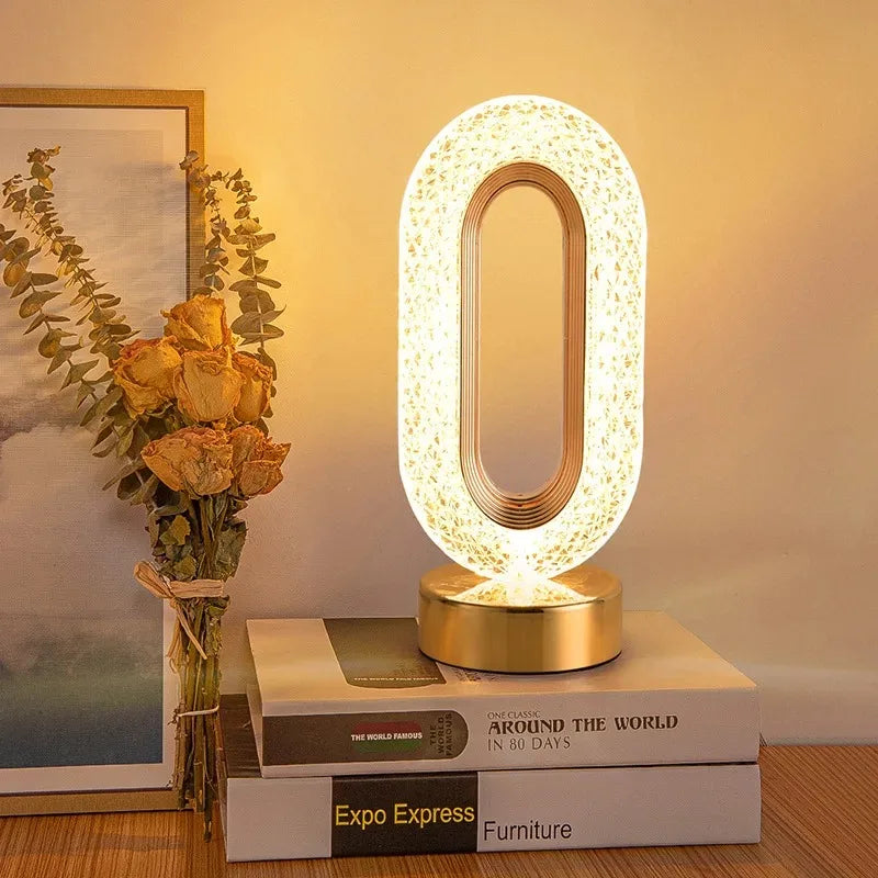 3D Crystal Night Light – Rechargeable Touch Dimming Lamp