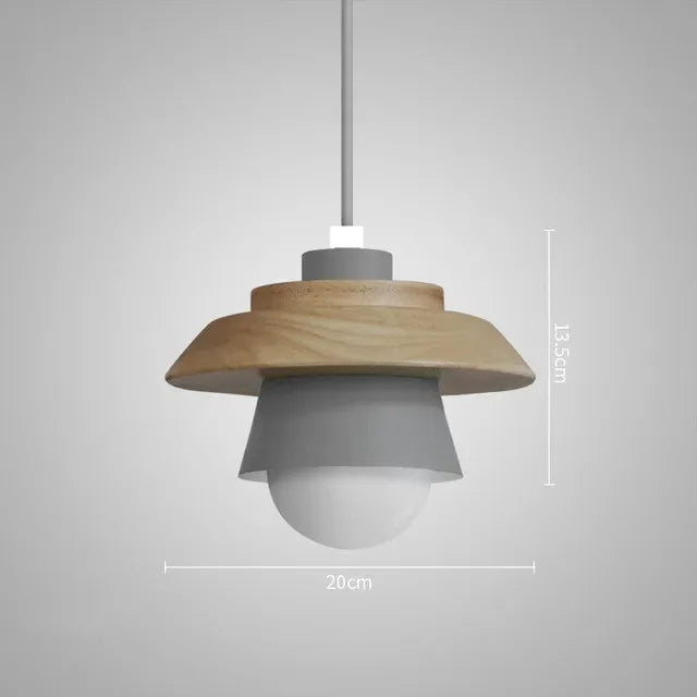 Wood Pendant Light – Colourful Macaron Hanging Lamp