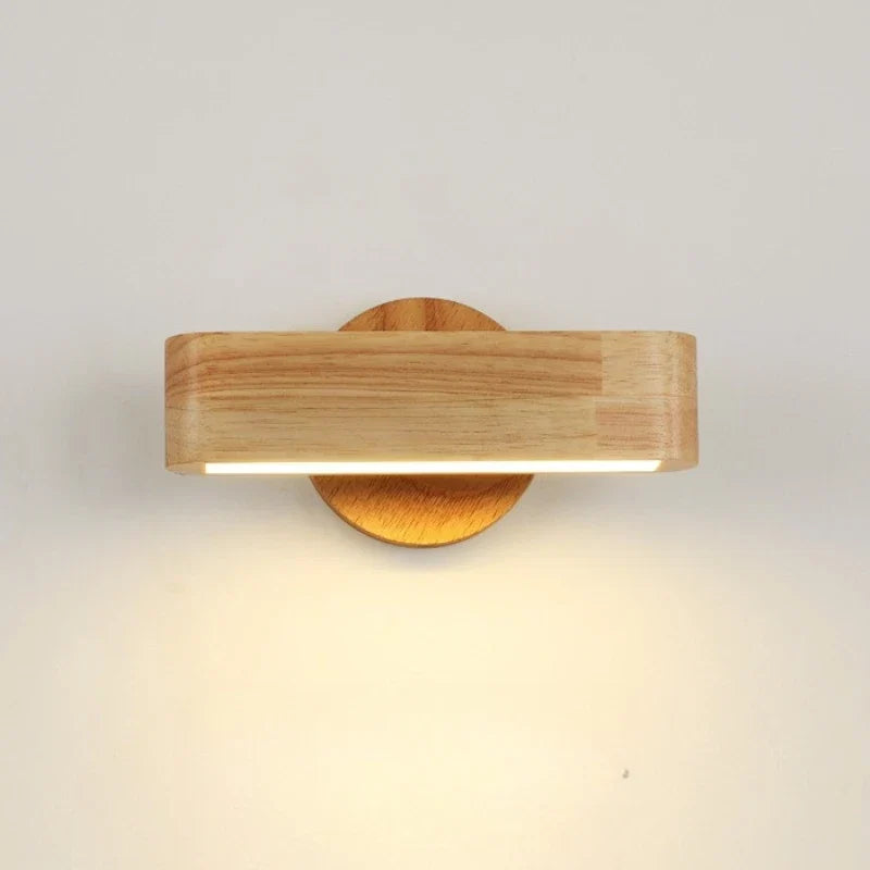 Rotating Wall Lamp – Japanese Wood & Aluminium Sconce
