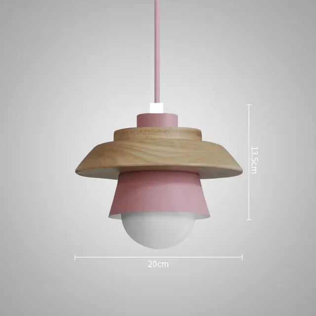 Wood Pendant Light – Colourful Macaron Hanging Lamp
