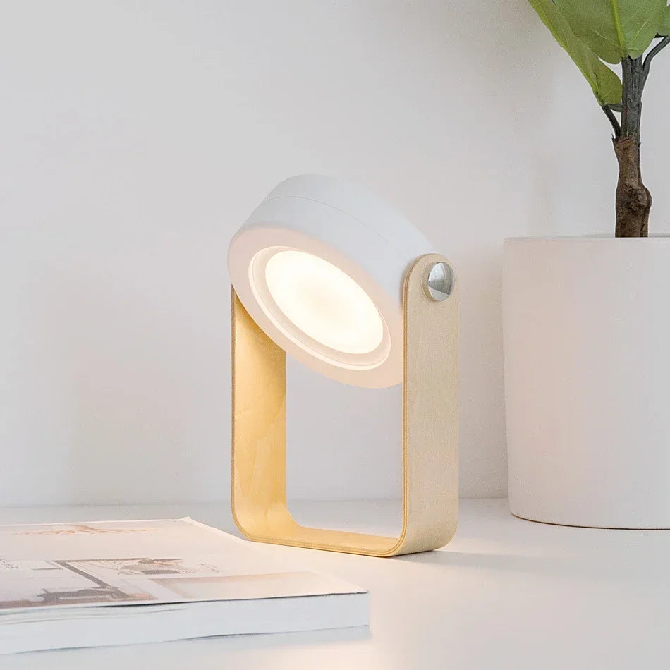 Portable LED Lantern – Folding Rechargeable Wood Table Lamp