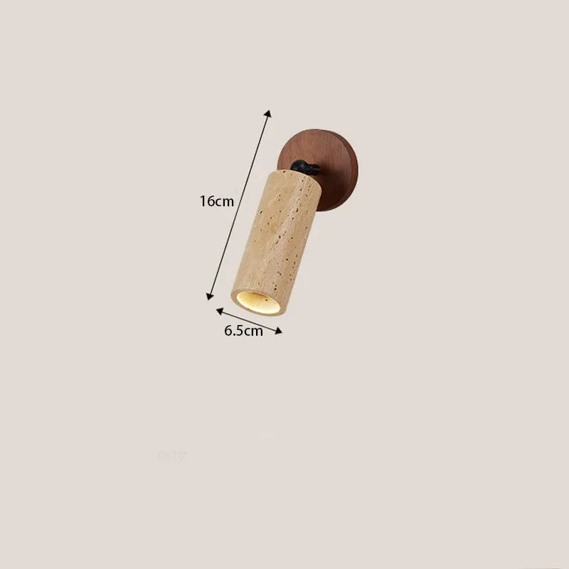 Travertine Wall Lamp – Wabi-Sabi Stone & Wood Sconce