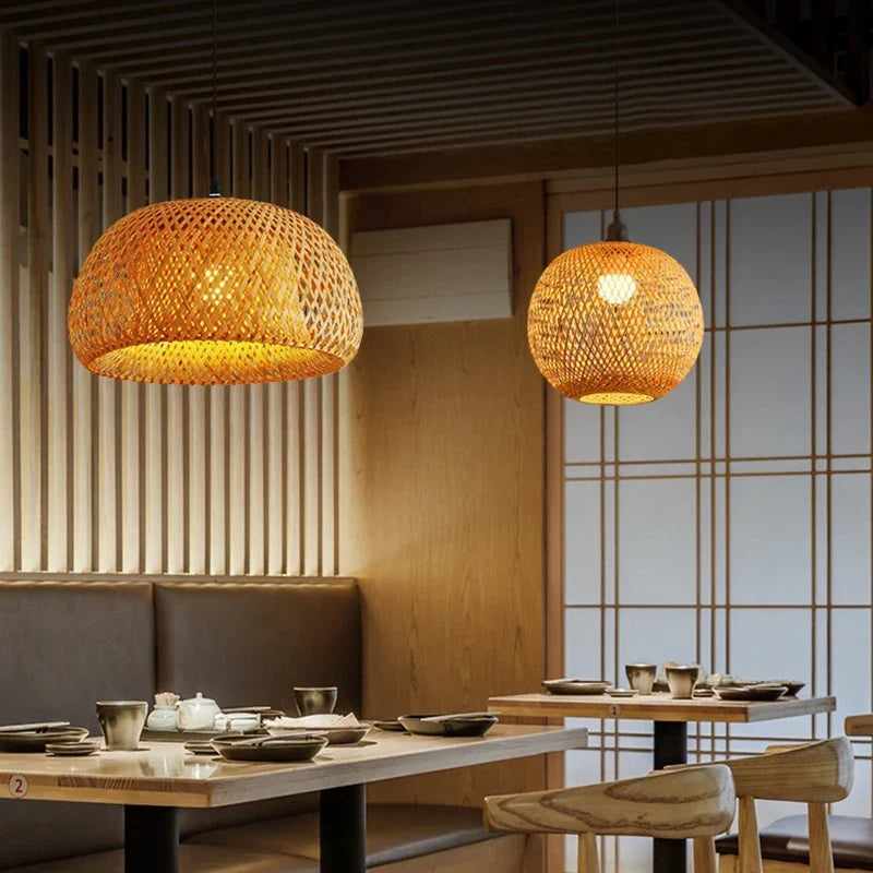 Bamboo Pendant Lamp – Handwoven Rattan Fixture