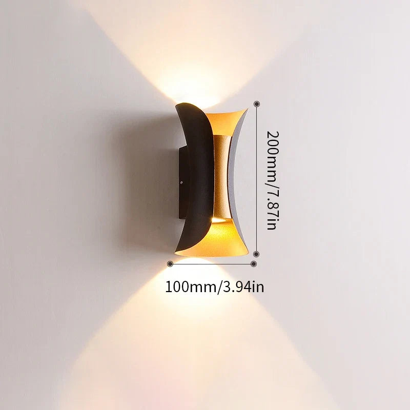 Black & Gold Wall Light – Waterproof Up & Down LED