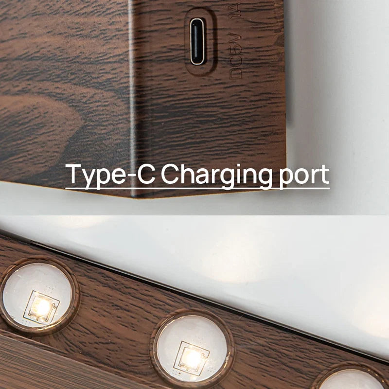 Rechargeable Wall Lamp – Wood-Grain Cordless Sconce