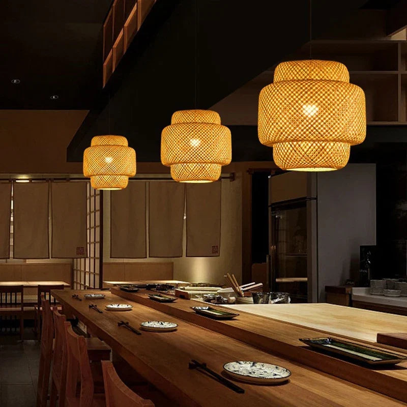 Bamboo Pendant Lamp – Handwoven Rattan Fixture