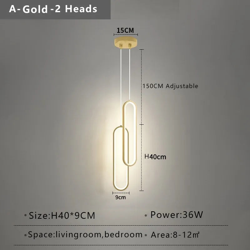 LED Pendant Light – Gold & Black Minimalist Hanging Lamp