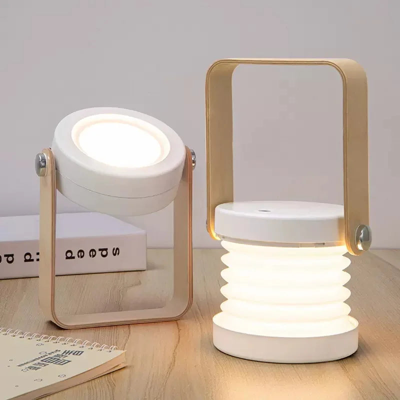 Portable LED Lantern – Folding Rechargeable Wood Table Lamp
