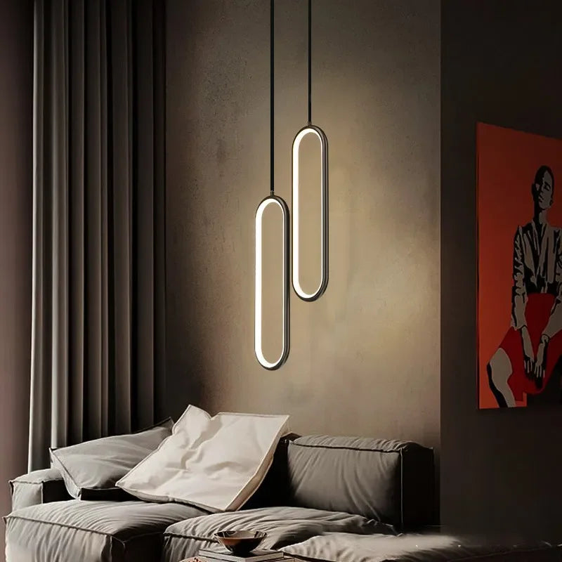 LED Pendant Light – Gold & Black Minimalist Hanging Lamp
