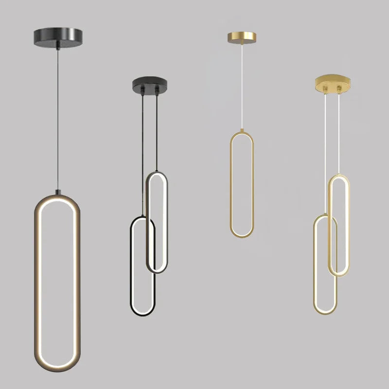 LED Pendant Light – Gold & Black Minimalist Hanging Lamp