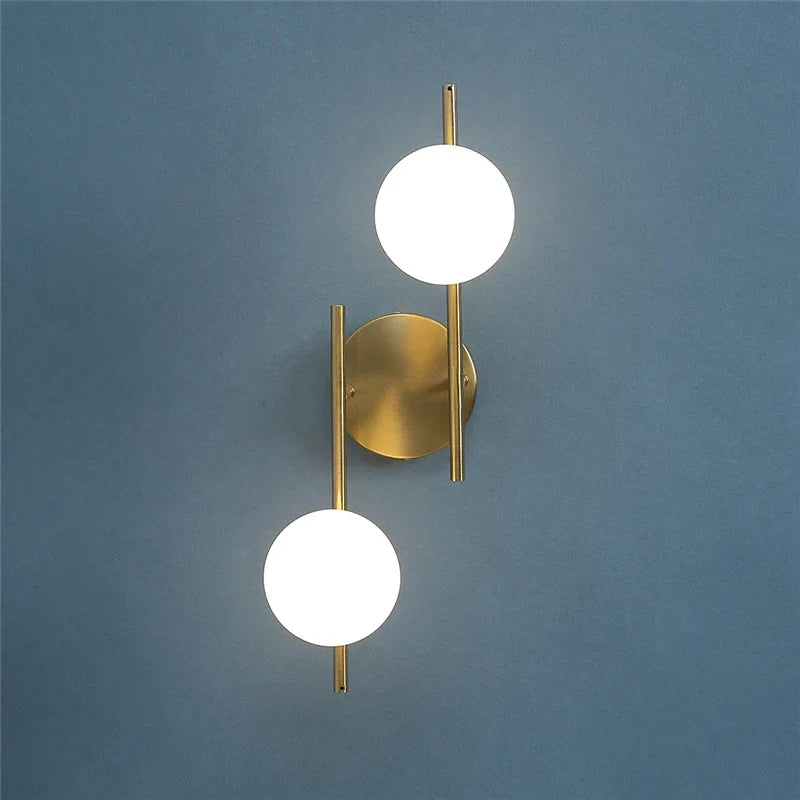 Dual Globe Wall Light – Gold Glass Sconce