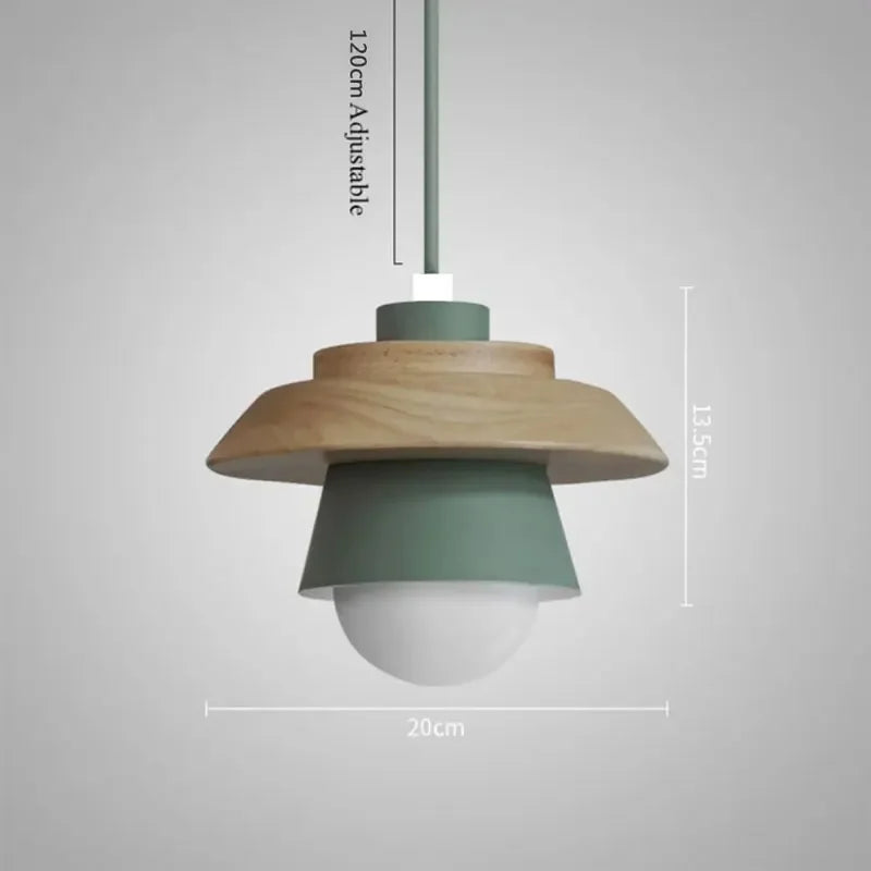 Wood Pendant Light – Colourful Macaron Hanging Lamp