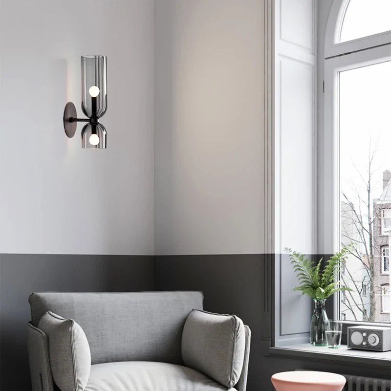 Glass Wall Lamp – Smoked Tube Sconce