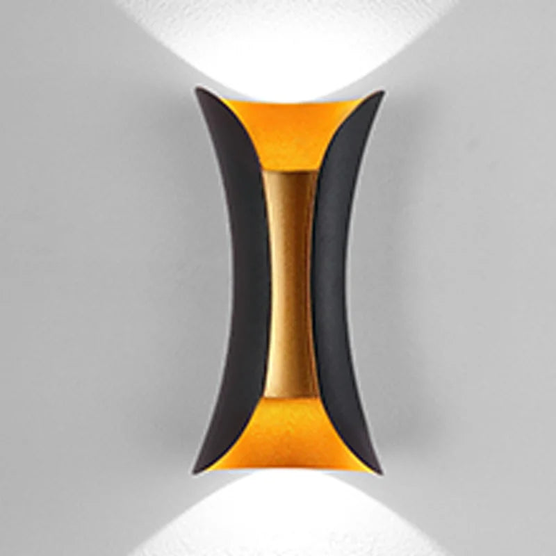 Black & Gold Wall Light – Waterproof Up & Down LED