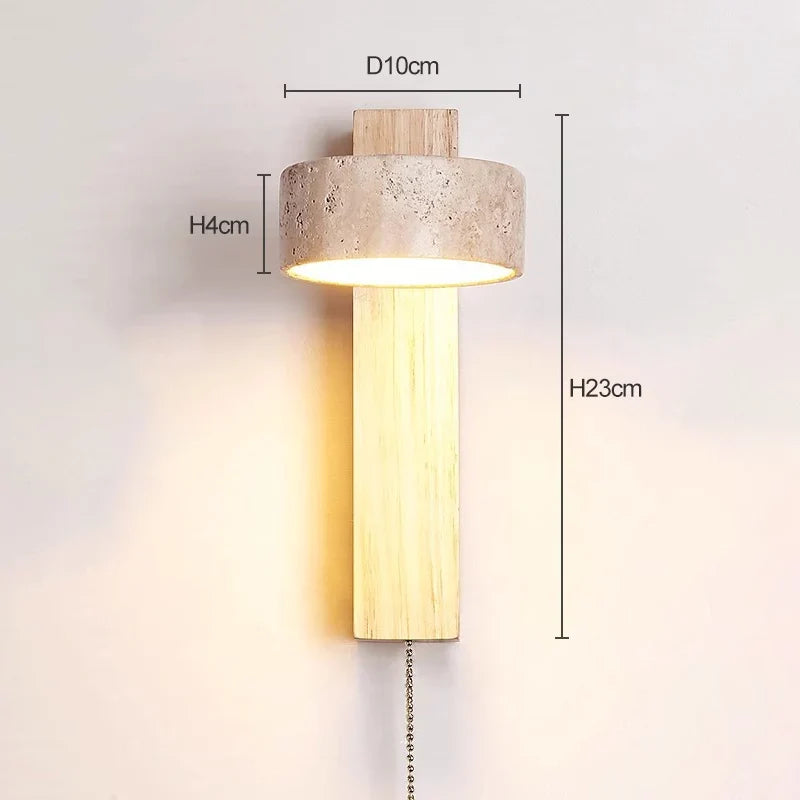 Wabi-Sabi Wall Lamp – Headboard Sconce with Pull Switch