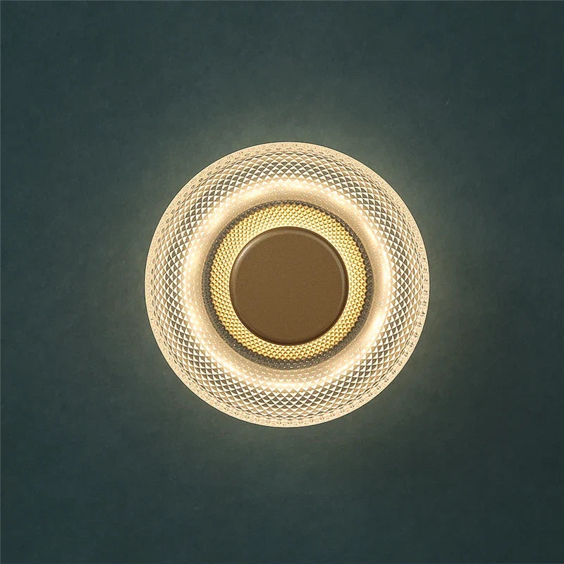 Coloured Glass Wall Lamp – Textured LED Disc Sconce