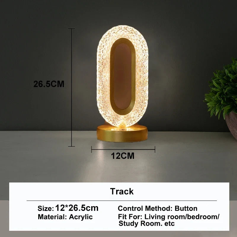 3D Crystal Night Light – Rechargeable Touch Dimming Lamp