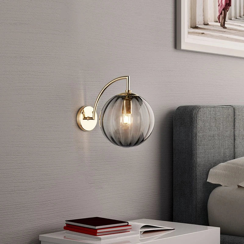 Glass Ball Wall Lamp – Brass & Tinted Glass Sconce