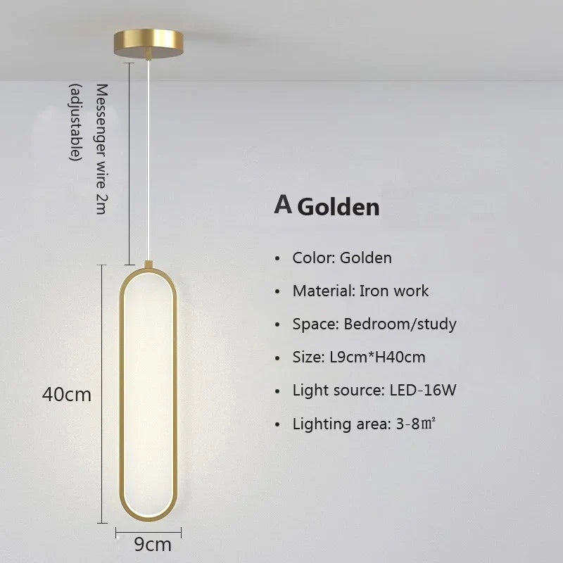 LED Pendant Light – Gold & Black Minimalist Hanging Lamp