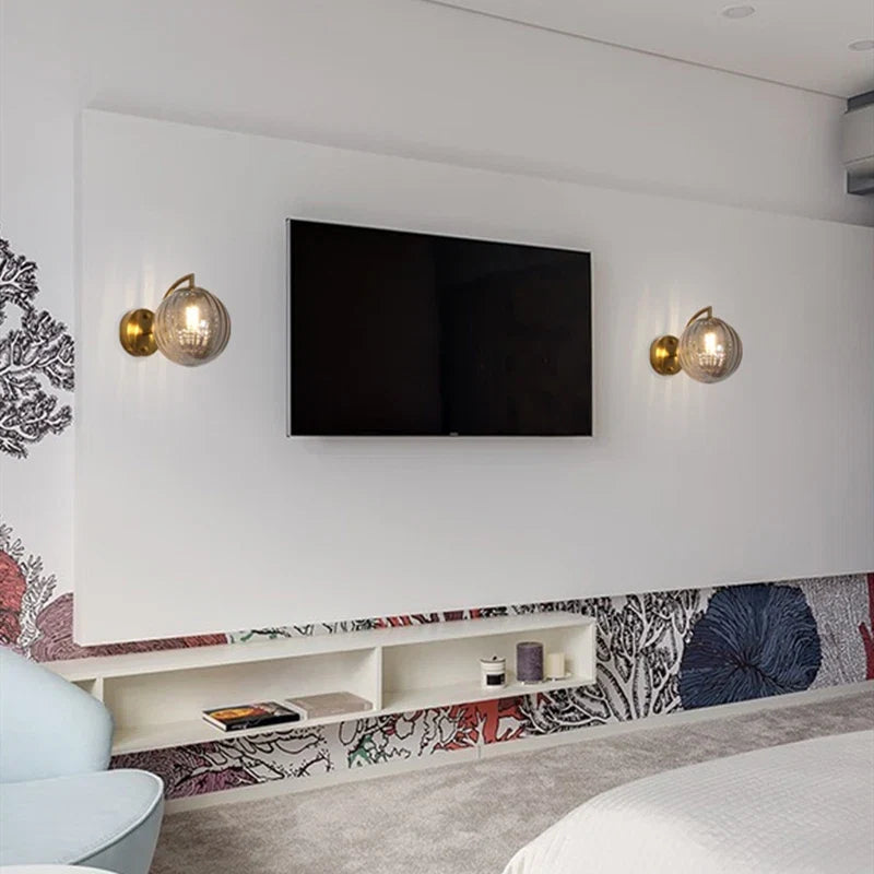 Glass Ball Wall Lamp – Brass & Tinted Glass Sconce