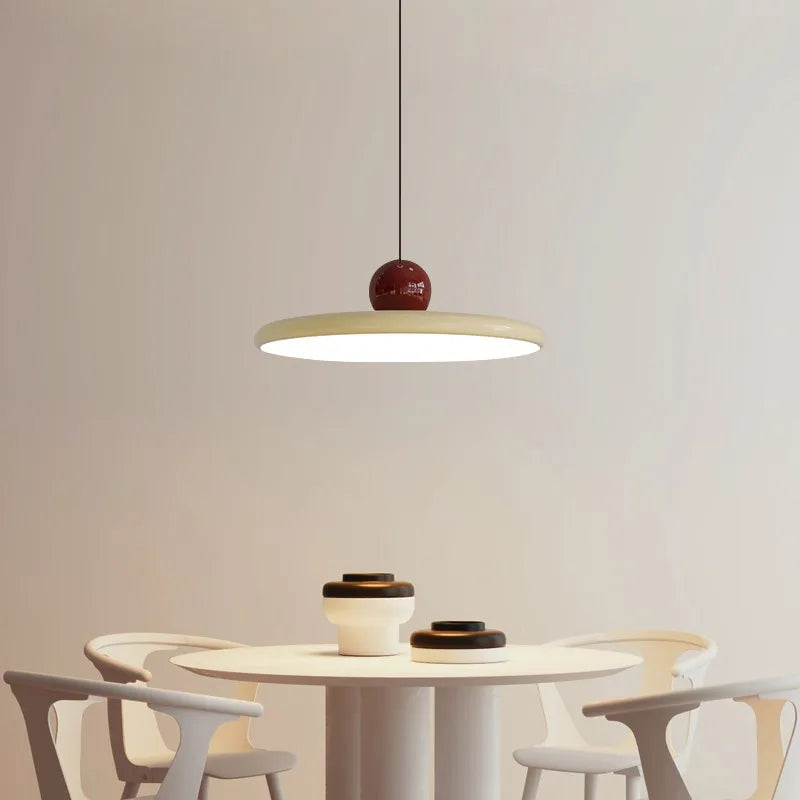 Saucer Pendant Light – Cream Nordic LED Ceiling Lamp