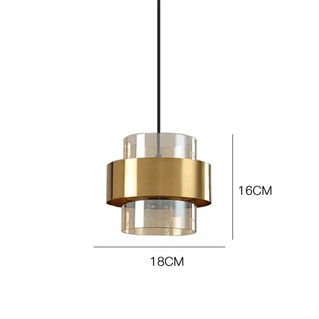 Glass Pendant Light – Brass Cylinder Hanging Lamp