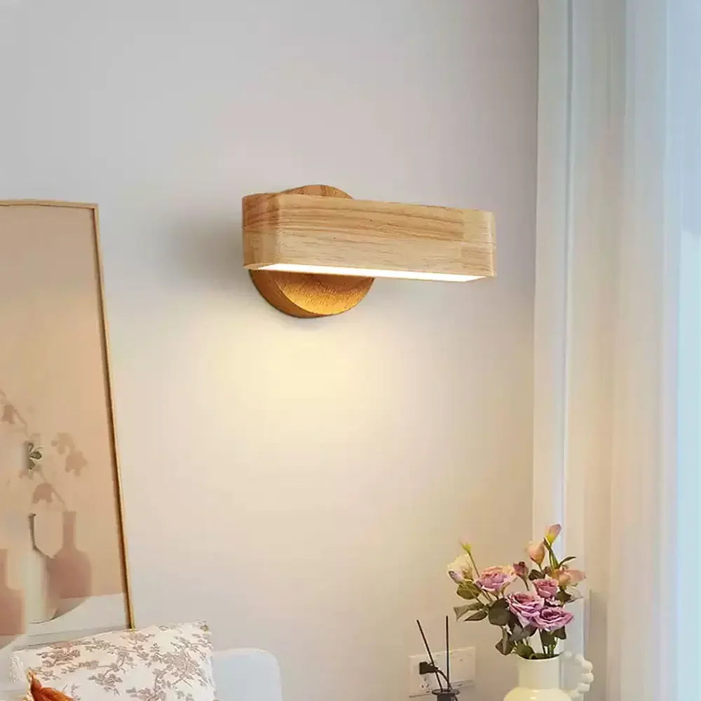 Rotating Wall Lamp – Japanese Wood & Aluminium Sconce