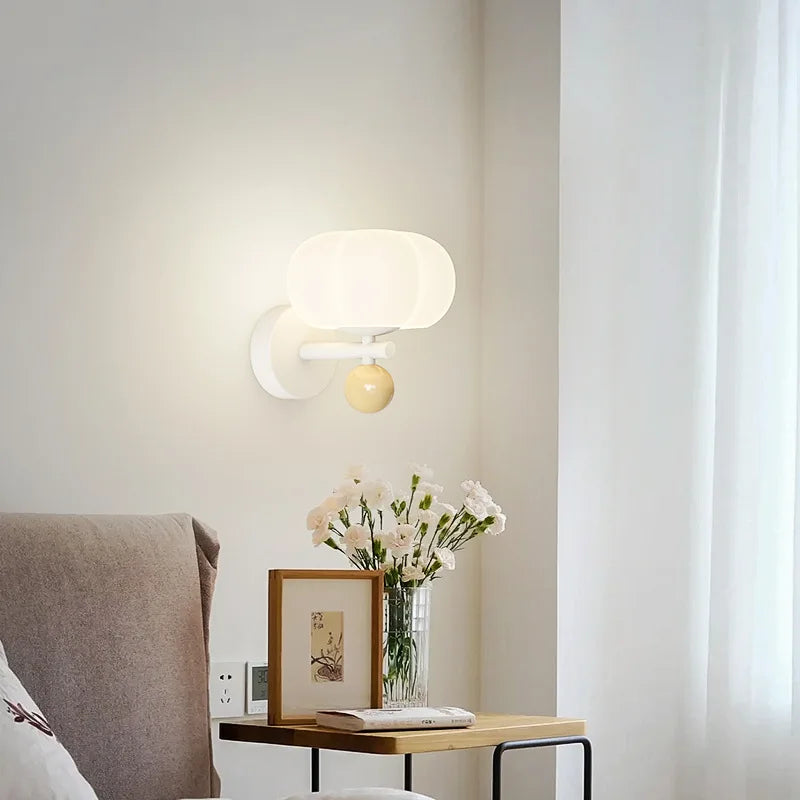 Pumpkin Wall Lamp – Glass & Metal Nordic Sconce