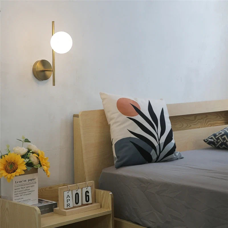 Dual Globe Wall Light – Gold Glass Sconce