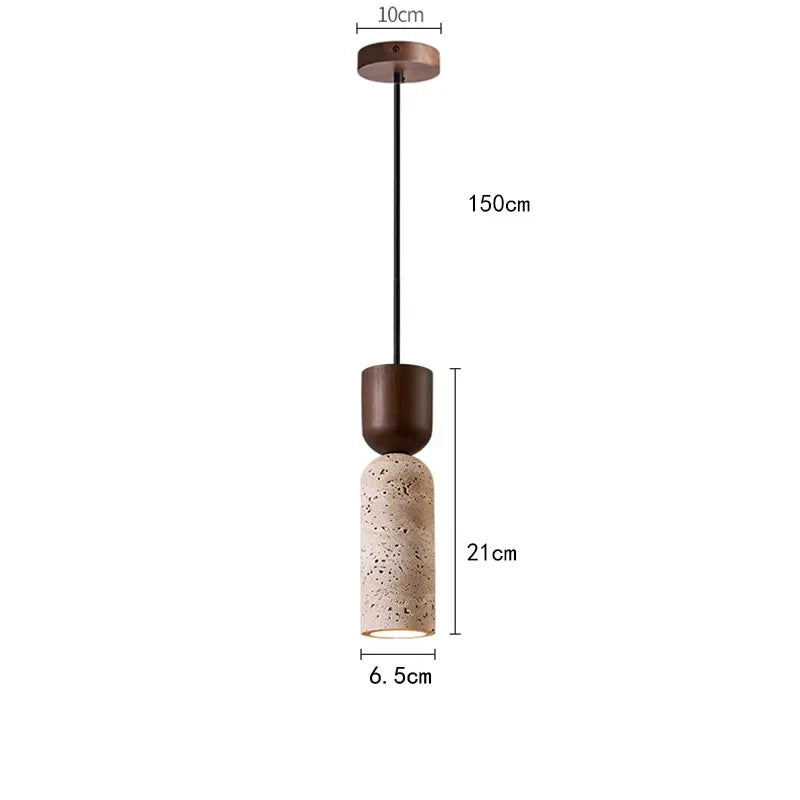 Travertine Pendant Light – Wabi-Sabi Wood Bedside Lamp