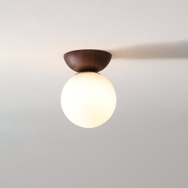 Ceiling Light – Japanese Wood & Glass Flush Mount