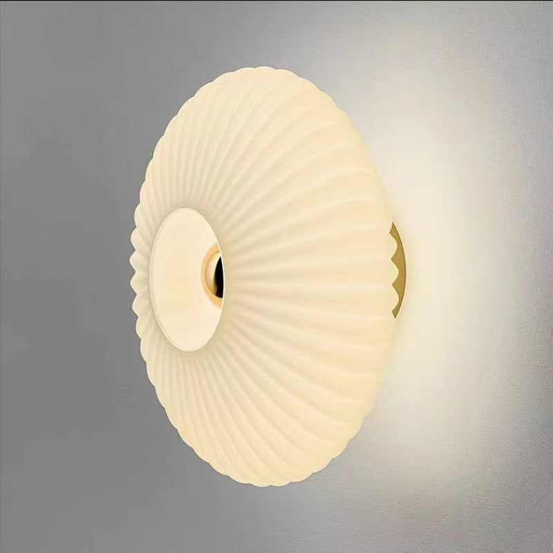 Glass Wall Sconce – Striped Round Disc Light