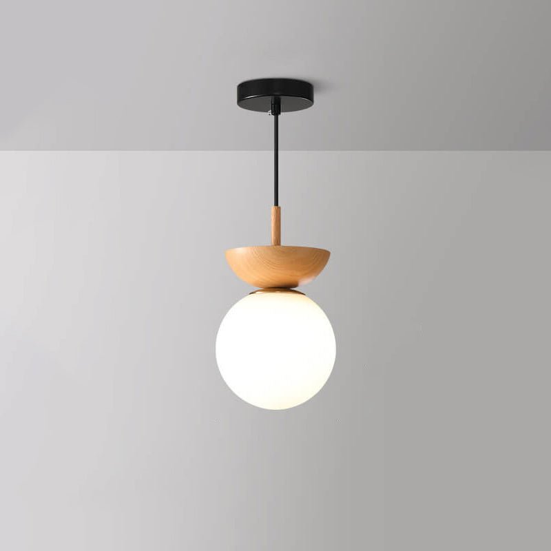 Ceiling Light – Japanese Wood & Glass Flush Mount