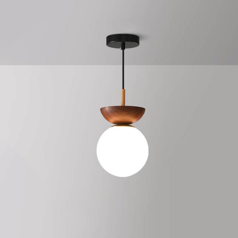 Ceiling Light – Japanese Wood & Glass Flush Mount