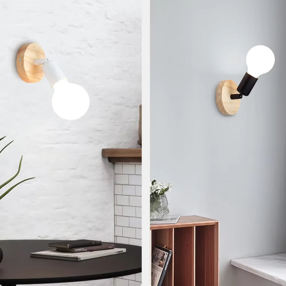Retro Wall Lamp – Adjustable Wood & Metal Sconce