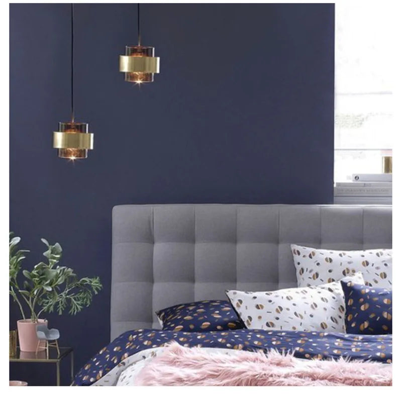 Glass Pendant Light – Brass Cylinder Hanging Lamp
