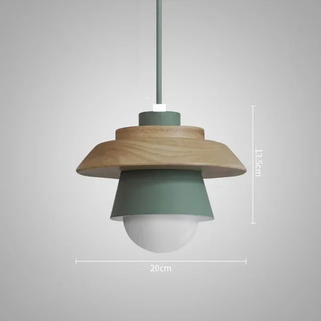 Wood Pendant Light – Colourful Macaron Hanging Lamp