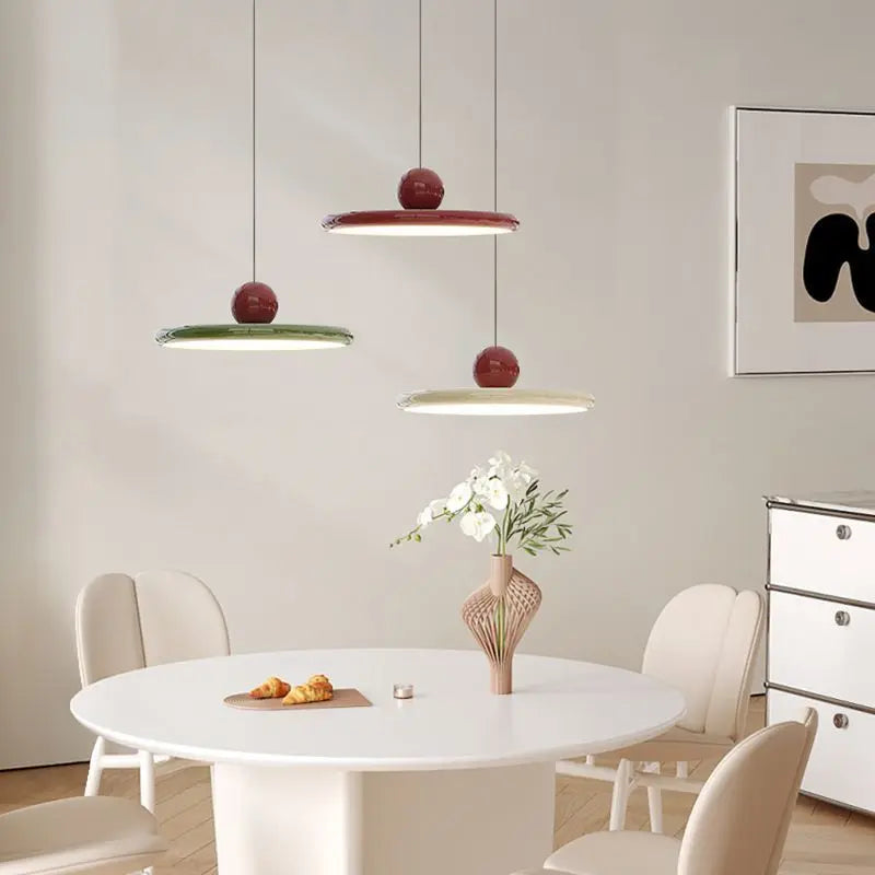 Saucer Pendant Light – Cream Nordic LED Ceiling Lamp