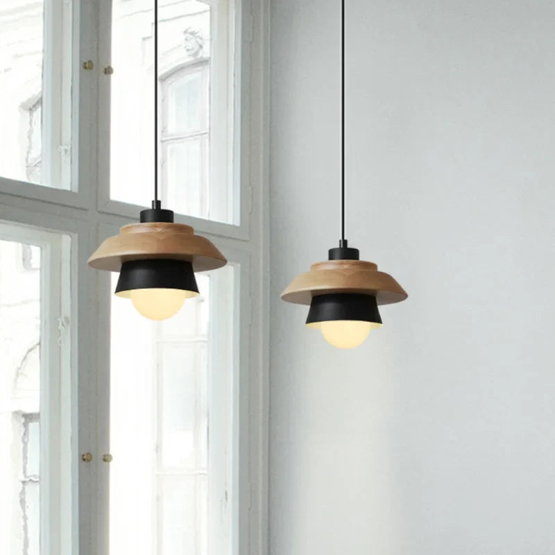 Wood Pendant Light – Colourful Macaron Hanging Lamp