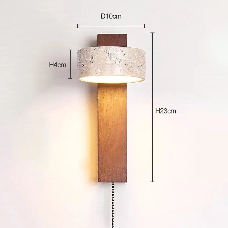 Wabi-Sabi Wall Lamp – Headboard Sconce with Pull Switch