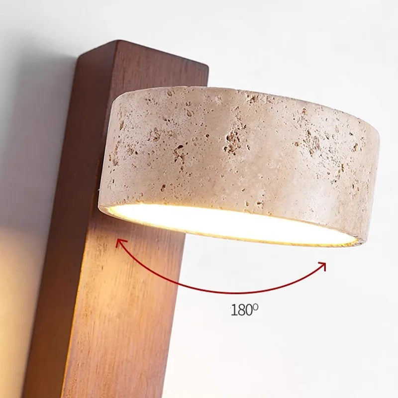 Wabi-Sabi Wall Lamp – Headboard Sconce with Pull Switch