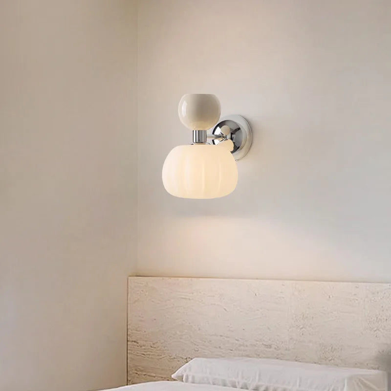 Pumpkin Wall Lamp – Glass & Metal Nordic Sconce