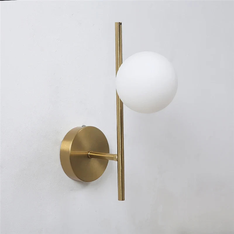 Dual Globe Wall Light – Gold Glass Sconce