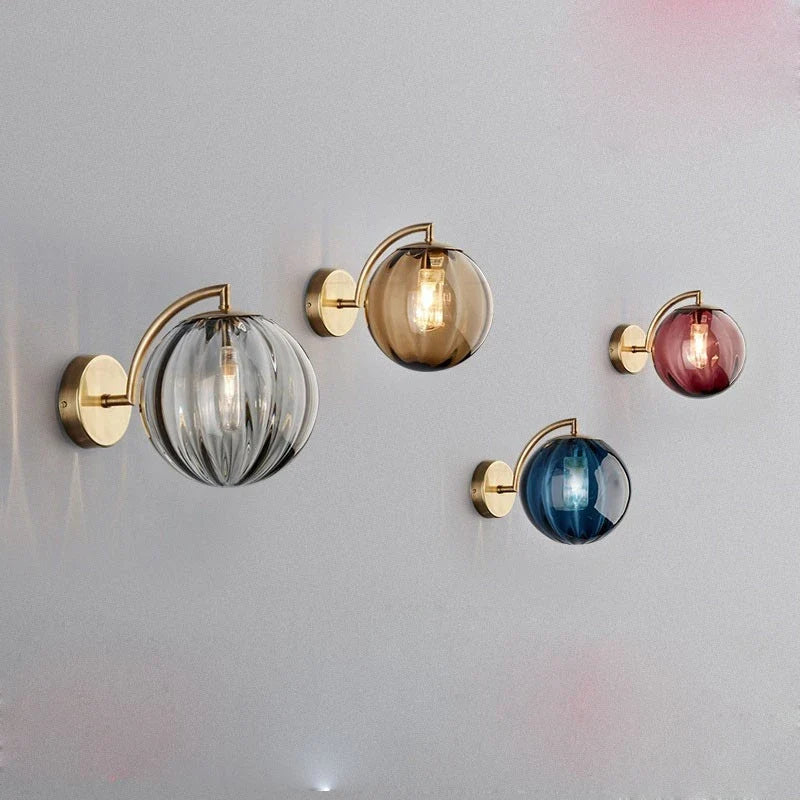 Glass Ball Wall Lamp – Brass & Tinted Glass Sconce