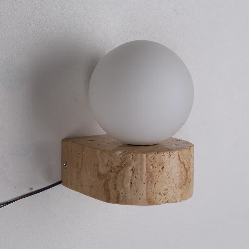 Travertine Wall Lamp – Japanese LED Stone Sconce