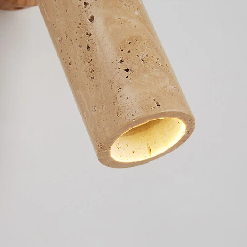 Travertine Wall Lamp – Wabi-Sabi Stone & Wood Sconce